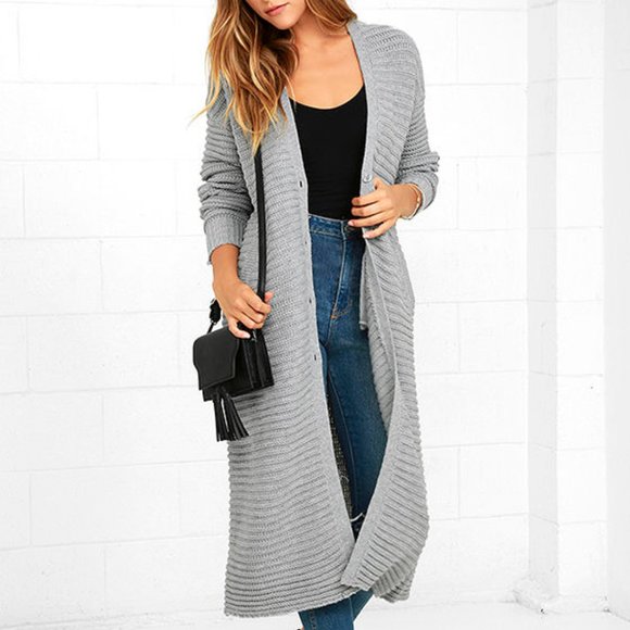 grey maxi cardigan